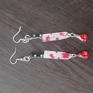 Serial Killer Knife Bloody Earrings